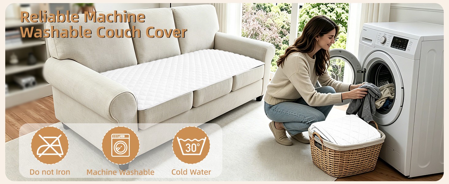 Dog Couch Cover for Sofa 100% Waterproof Faux Linen Sofa Covers for 3 Cushion