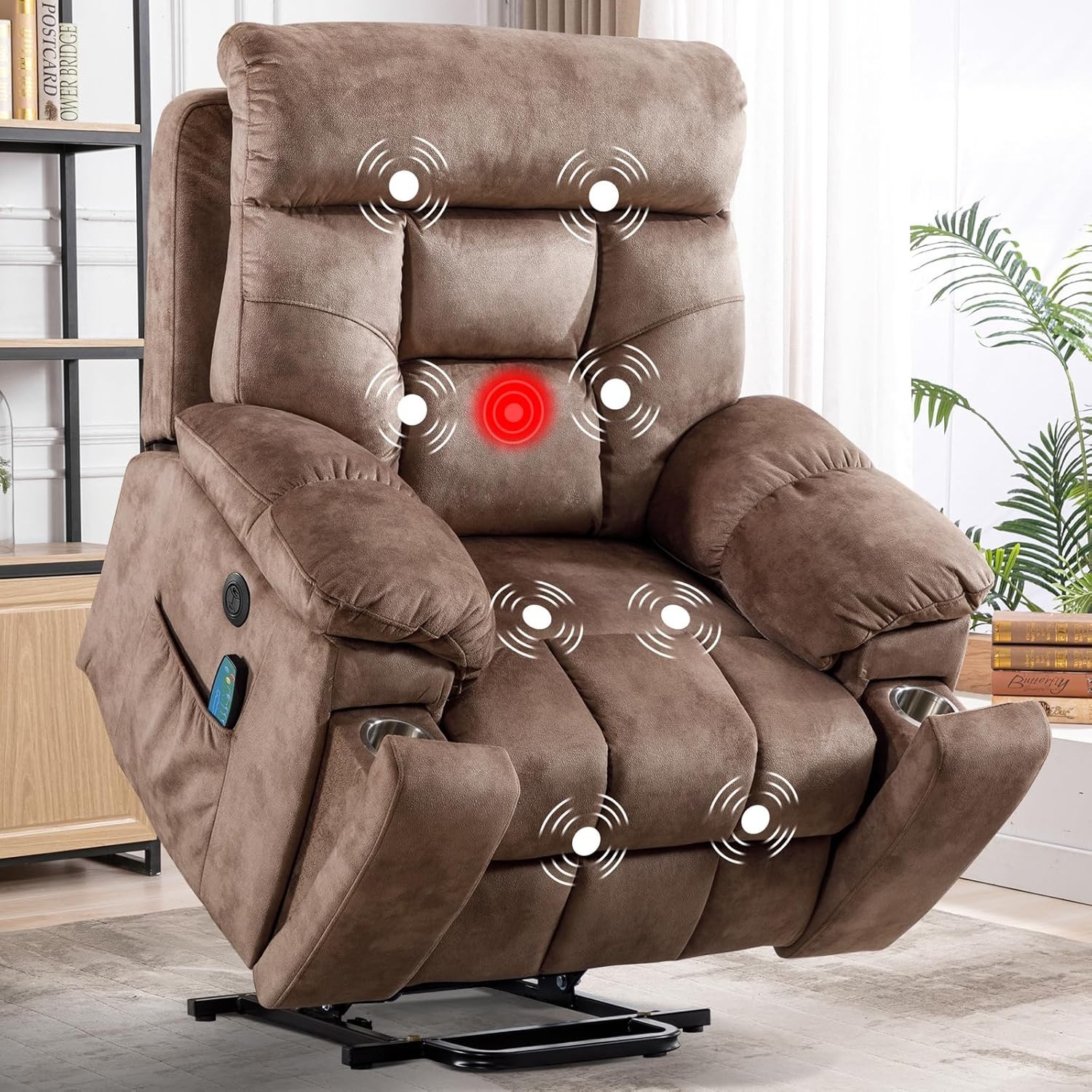 EBELLO Large Power Lift Recliner Chair w/ Massage & Heat for Elderly Big & Tall