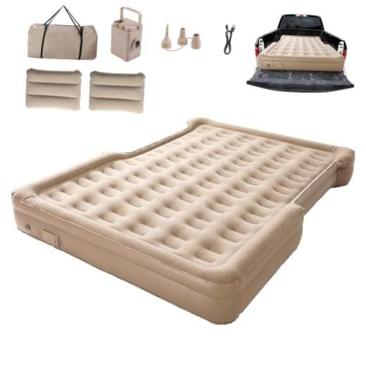 Inflatable Truck Bed Air Mattress 6-6.5 FT Full Size, Built-in Air Pump,