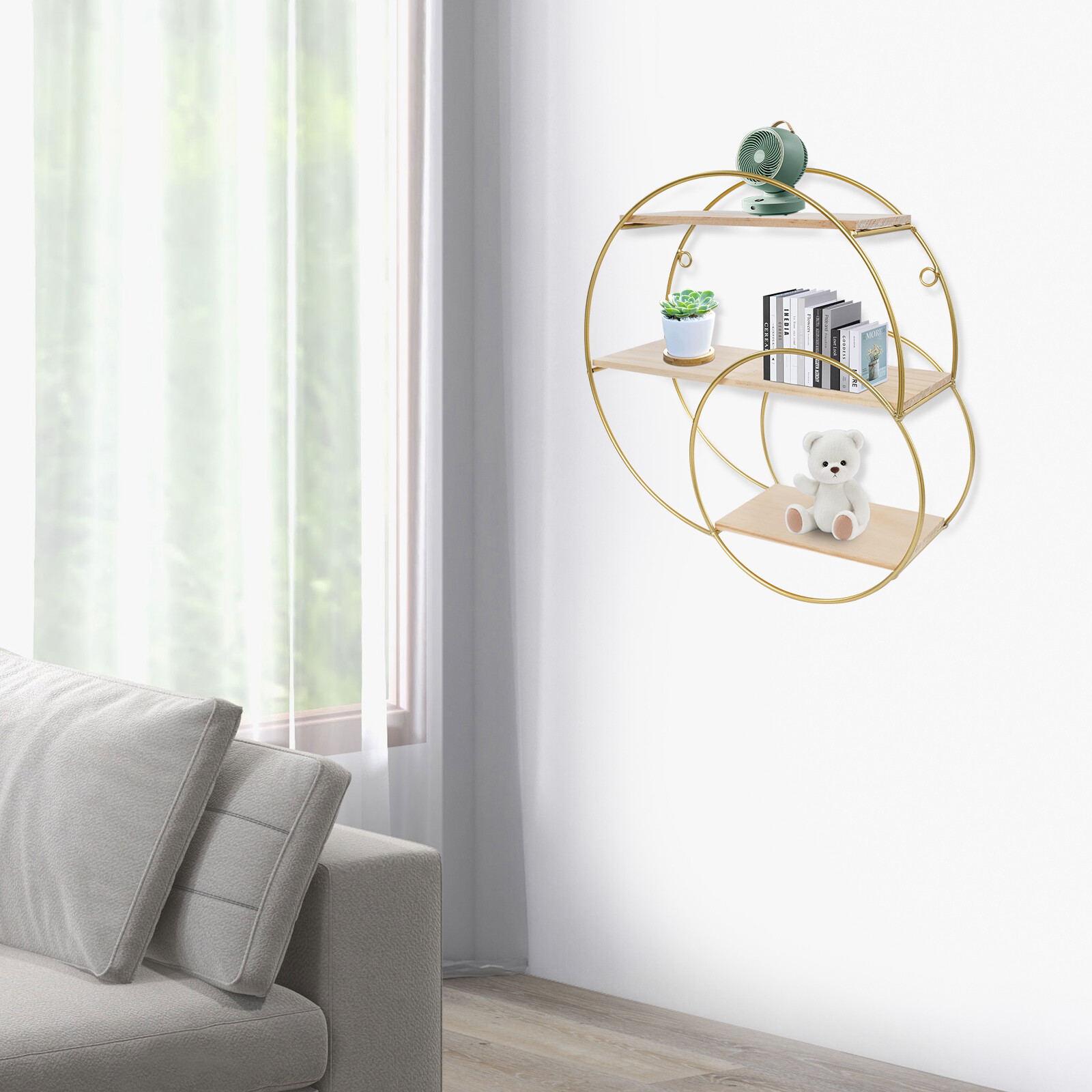 Wall Mounted Circular Storage Rack 10 x 33cm Shelf, 3-tier Storage Display Rack