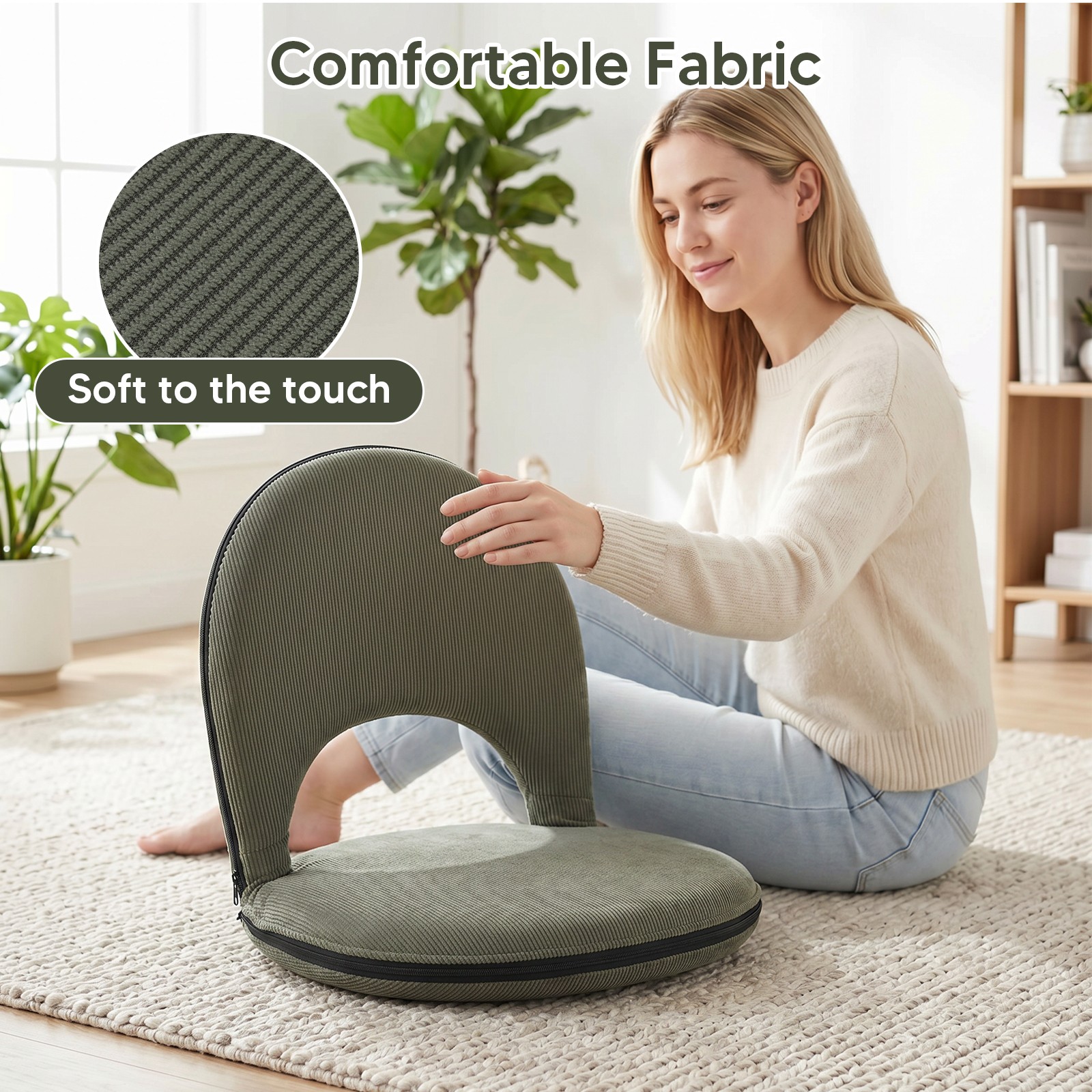 Foldable Floor Chair with Back Support Convertible for Sitting & Sleeping
