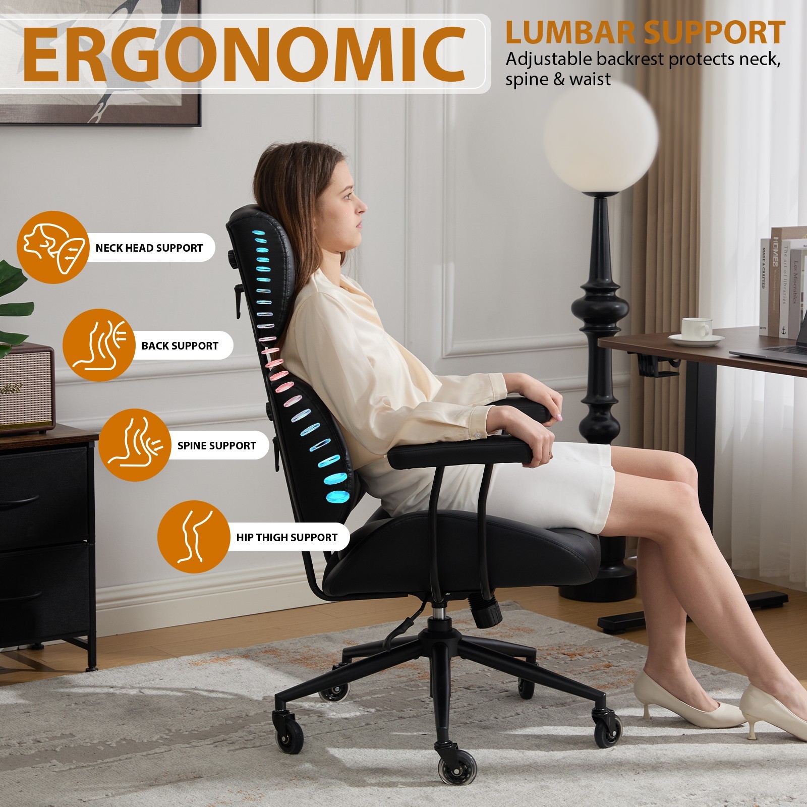 Ergonomic High Back Design Executive Computer Desk Chair Home Office Chair.