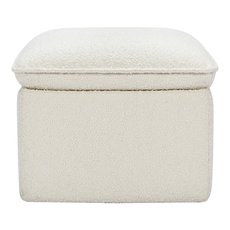 Cali Storage Ottoman in Ivory Boucle, Greenguard Gold Certified