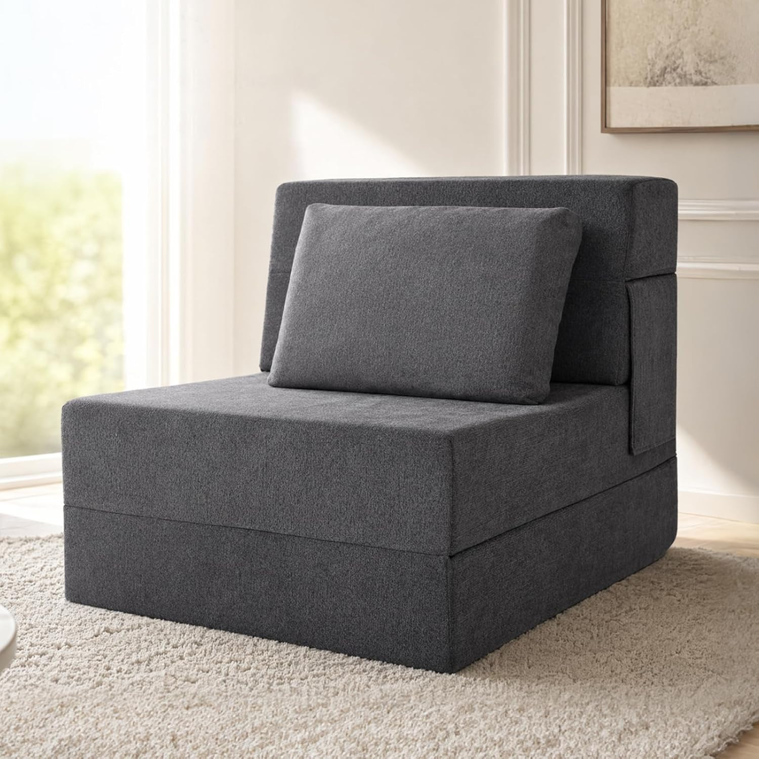 Folding Sofa Bed, Convertible Sleeper Chair with Pillow, Fold Out Chair Bed, Mem