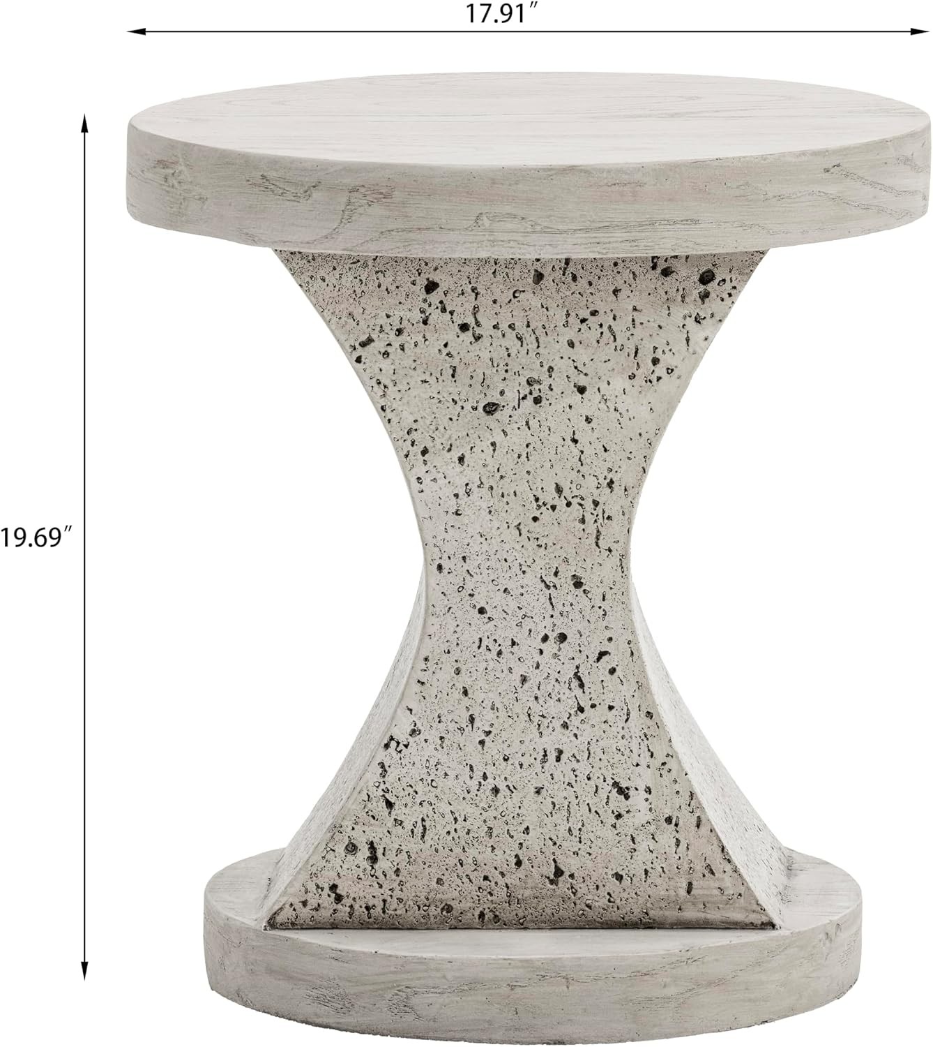 17.91″ Round MGO Side/End Table W/ Natural Stone & Wood-Look Finish Patio Living