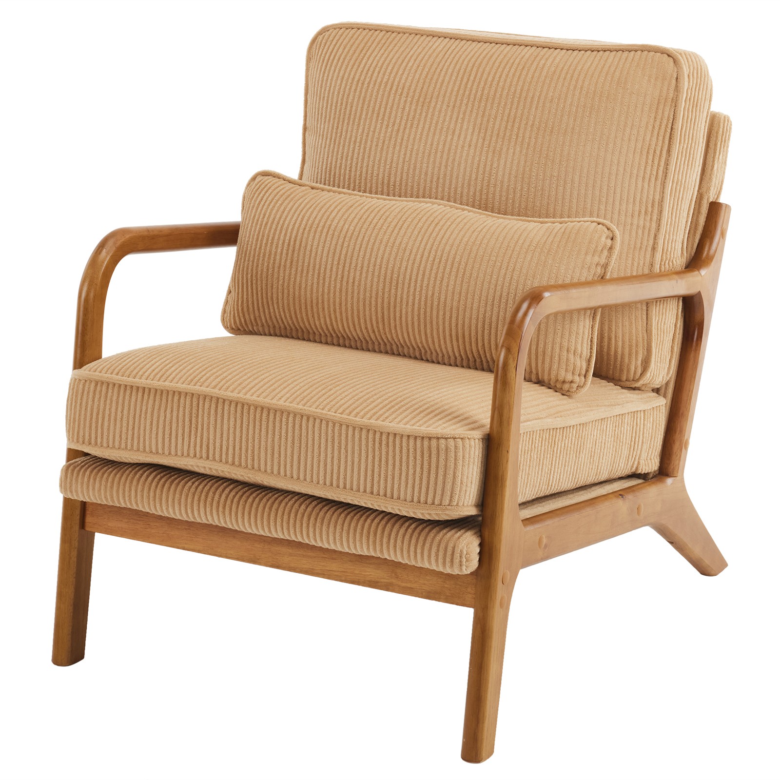 Khaki Corduroy Upholstered Indoor Lounge Chair (330LBS Weight Capacity)