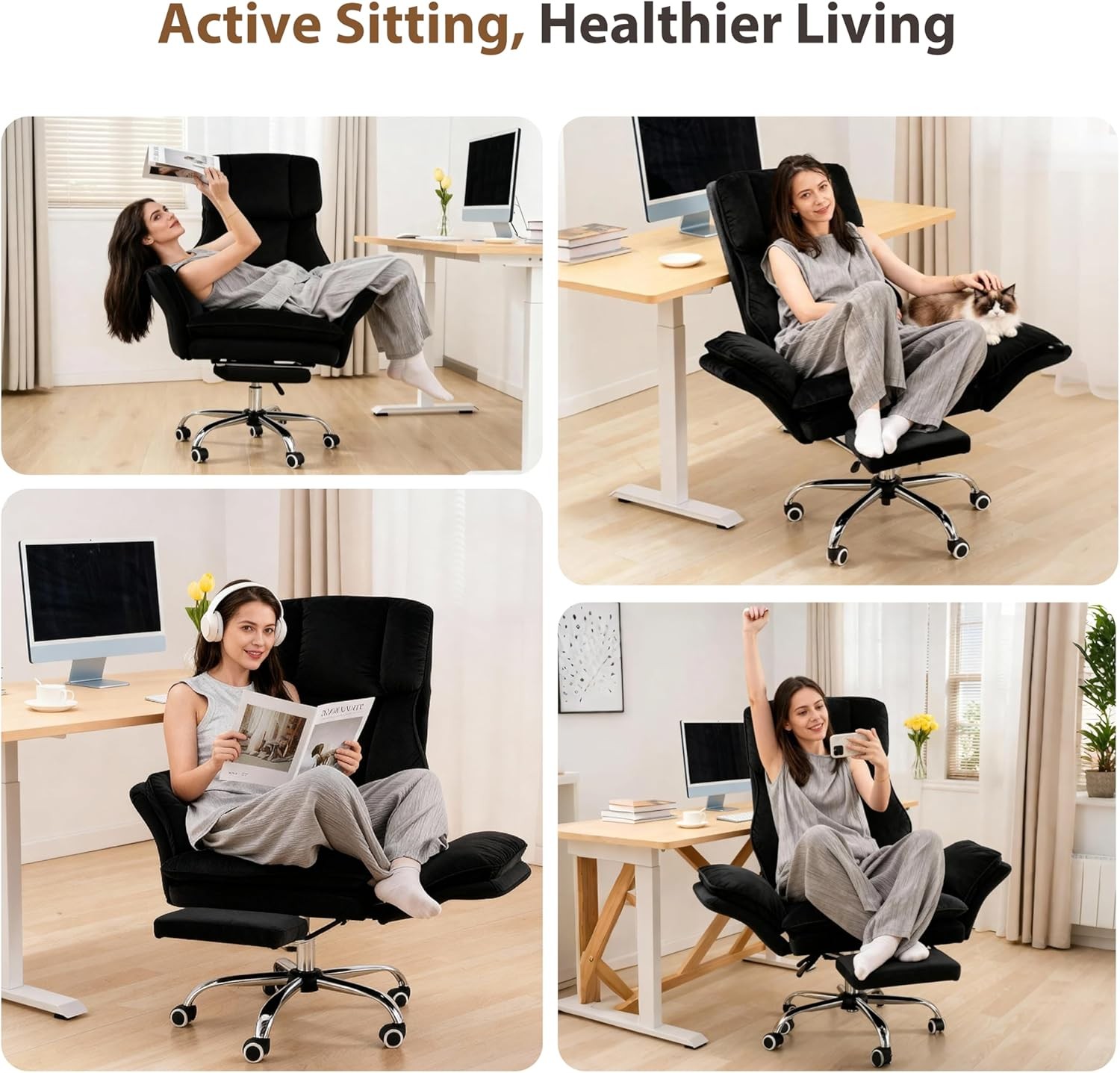 Office Chair Ergonomic Computer Gaming Chair Desk Chair with Footrest High Back