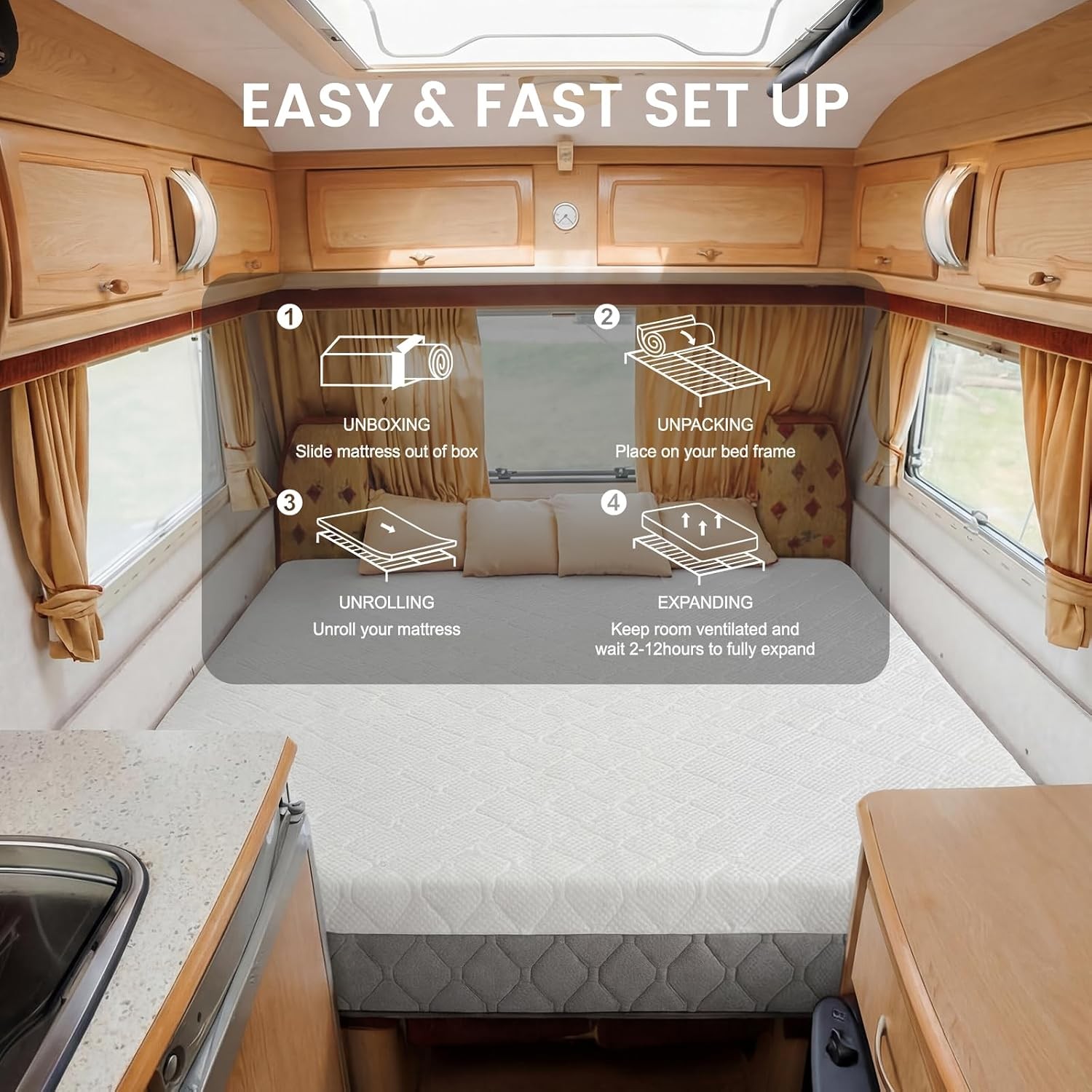 RV Mattress Short Queen 8-Inch: Medium Firm Memory Foam for Pressure Relief,