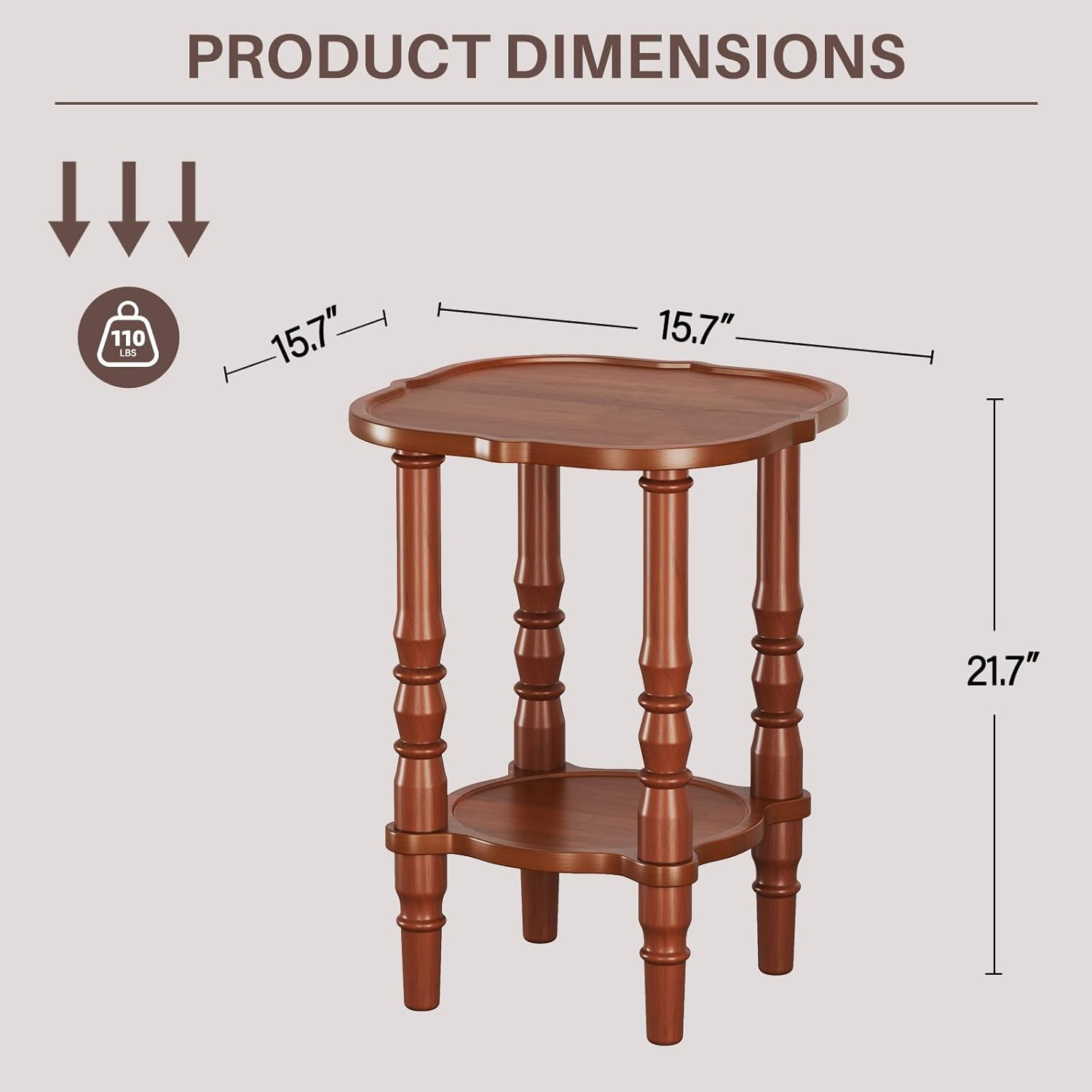 Retro Brown Solid Wood End Table – Small Nightstand for Any Room