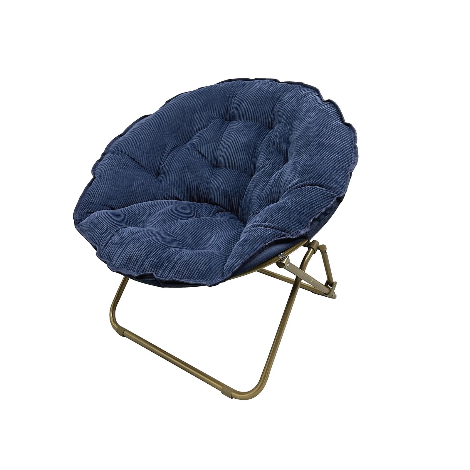 Corduroy Saucer Chair for Kids and Teens with Gold Legs, Washed Indigo