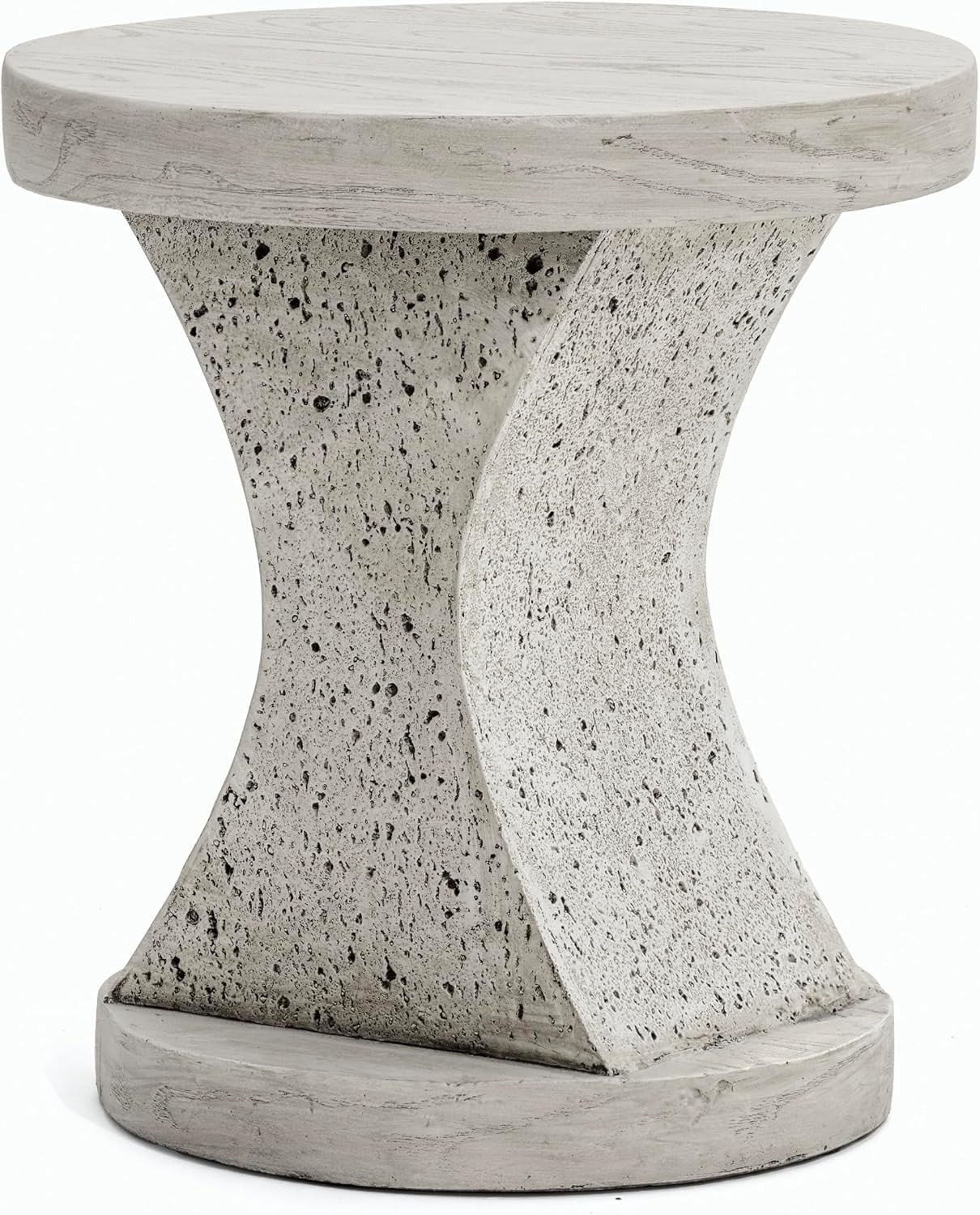 17.91″ Round MGO Side/End Table W/ Natural Stone & Wood-Look Finish Patio Living
