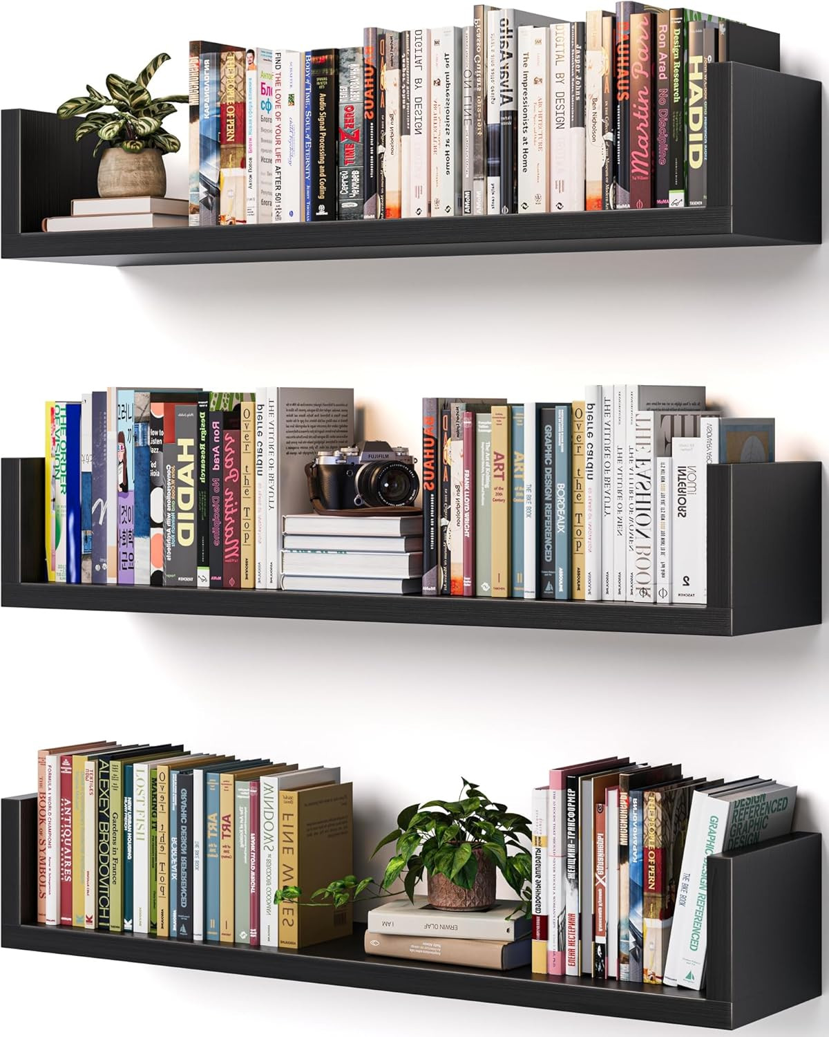 Wall Bookshelf, Set of 3, U Shaped Floating Bookshelf, Hanging Bookshelves for W