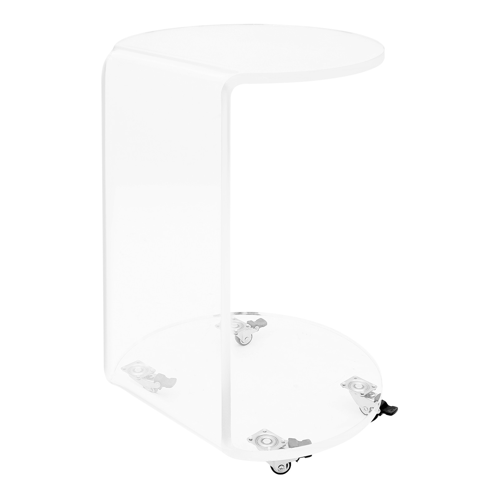 Acrylic Nightstand Side Table 2-Tier Clear Modern with 4 Wheels 66 lbs Capacity.