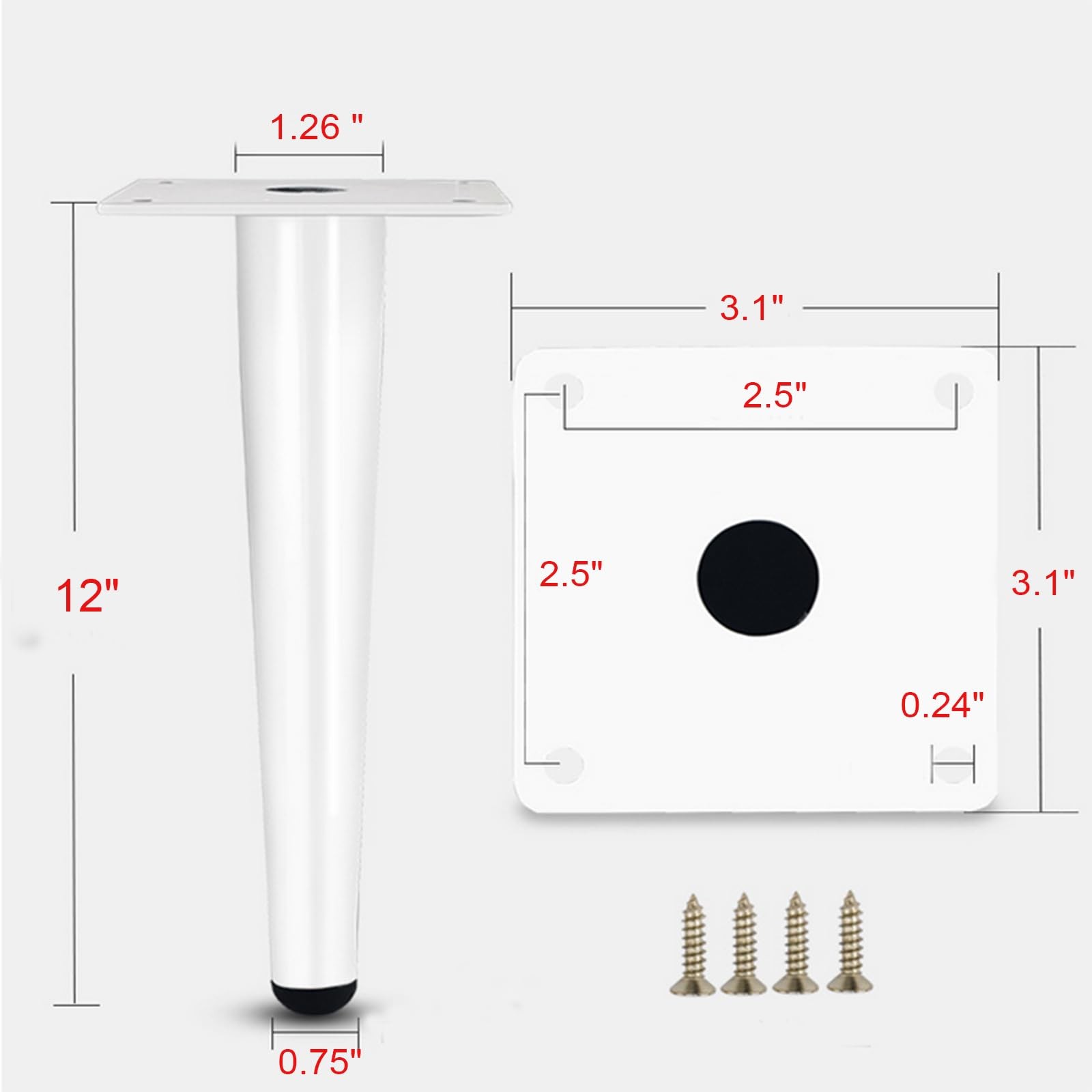 12 Inch Heavy Duty Furniture Legs Set of 4 1322 lbs Capacity Metal Legs for F…