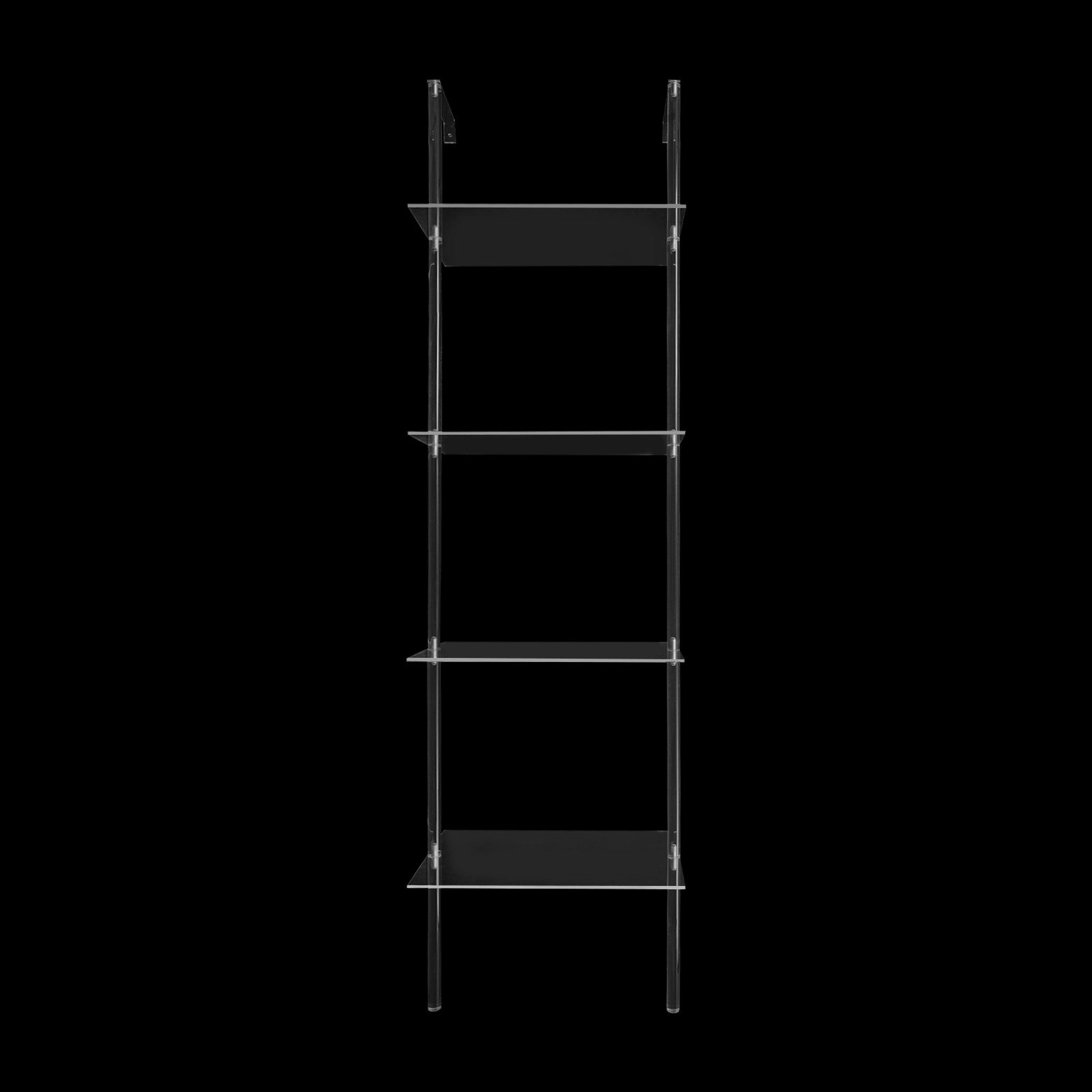 4-Tier Clear Wall Mounted Book Shelf Small Acrylic Ladder Bookshelf 24x36x146cm