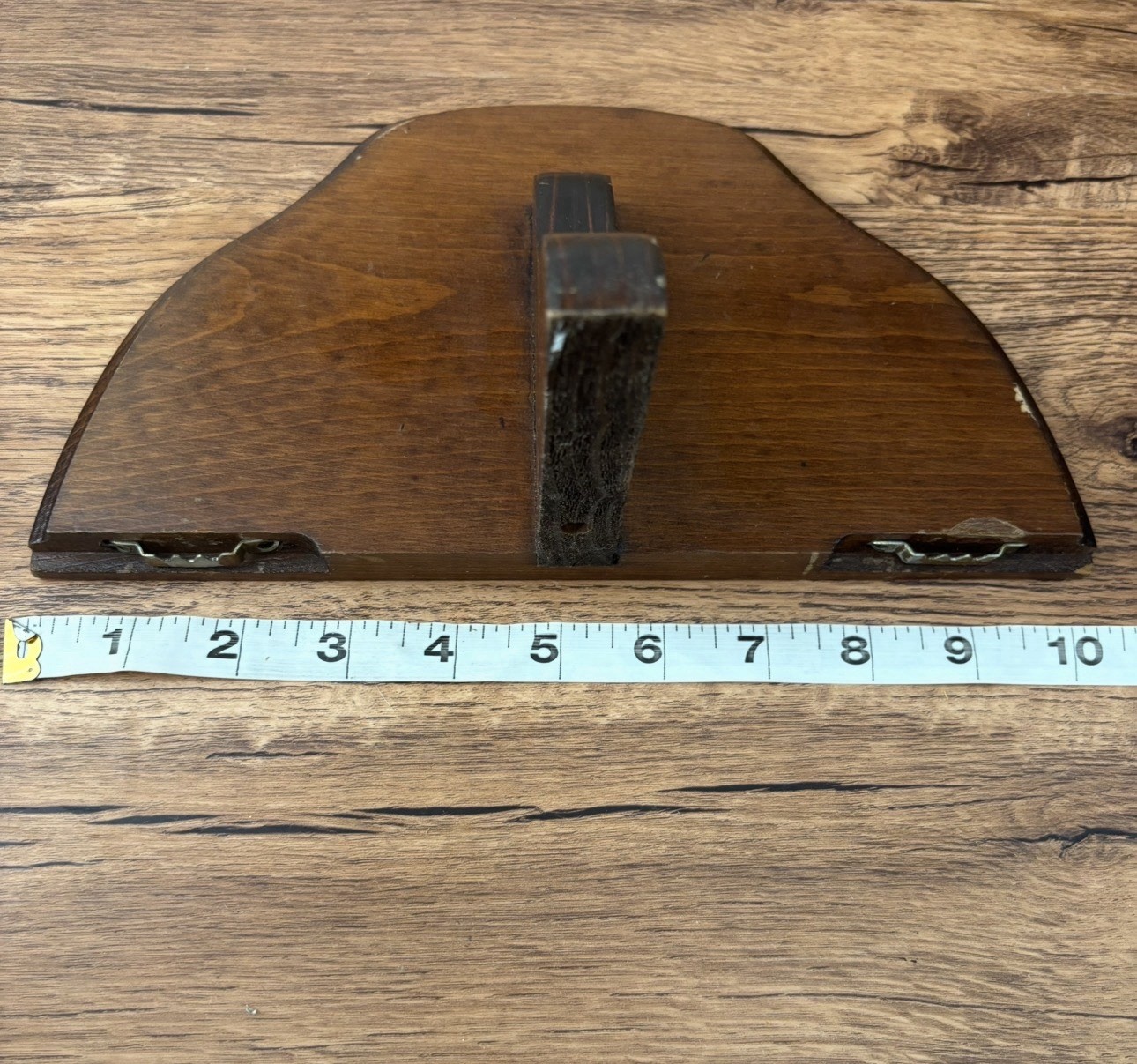 Vintage Crescent Half Round Shaped Floating Cherry 10″ Wall Shelf W/ Plate Ridge