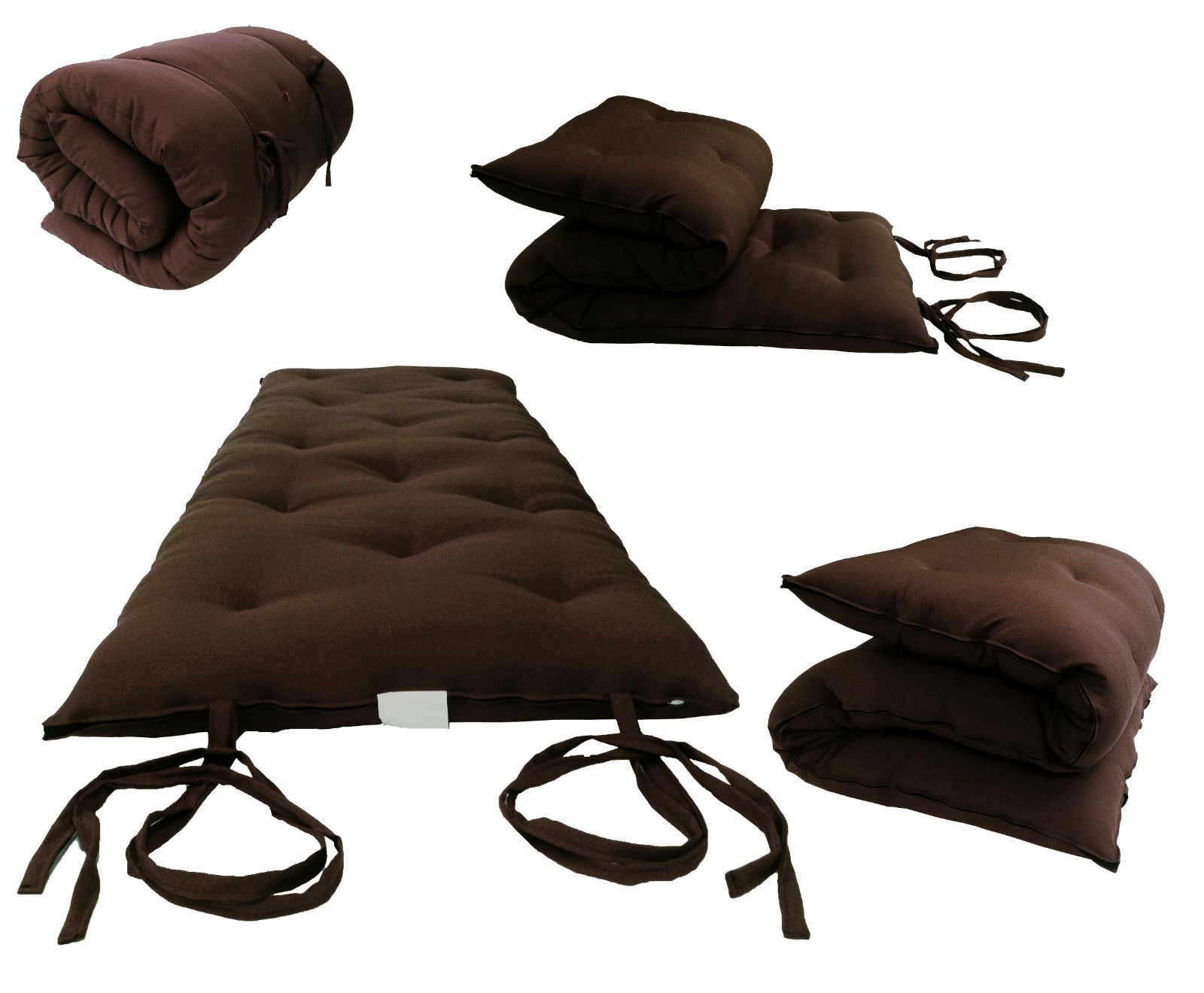 Brown Traditional Japanese/Thai Floor Rolling Futon Mattresses, Tatami, Mats