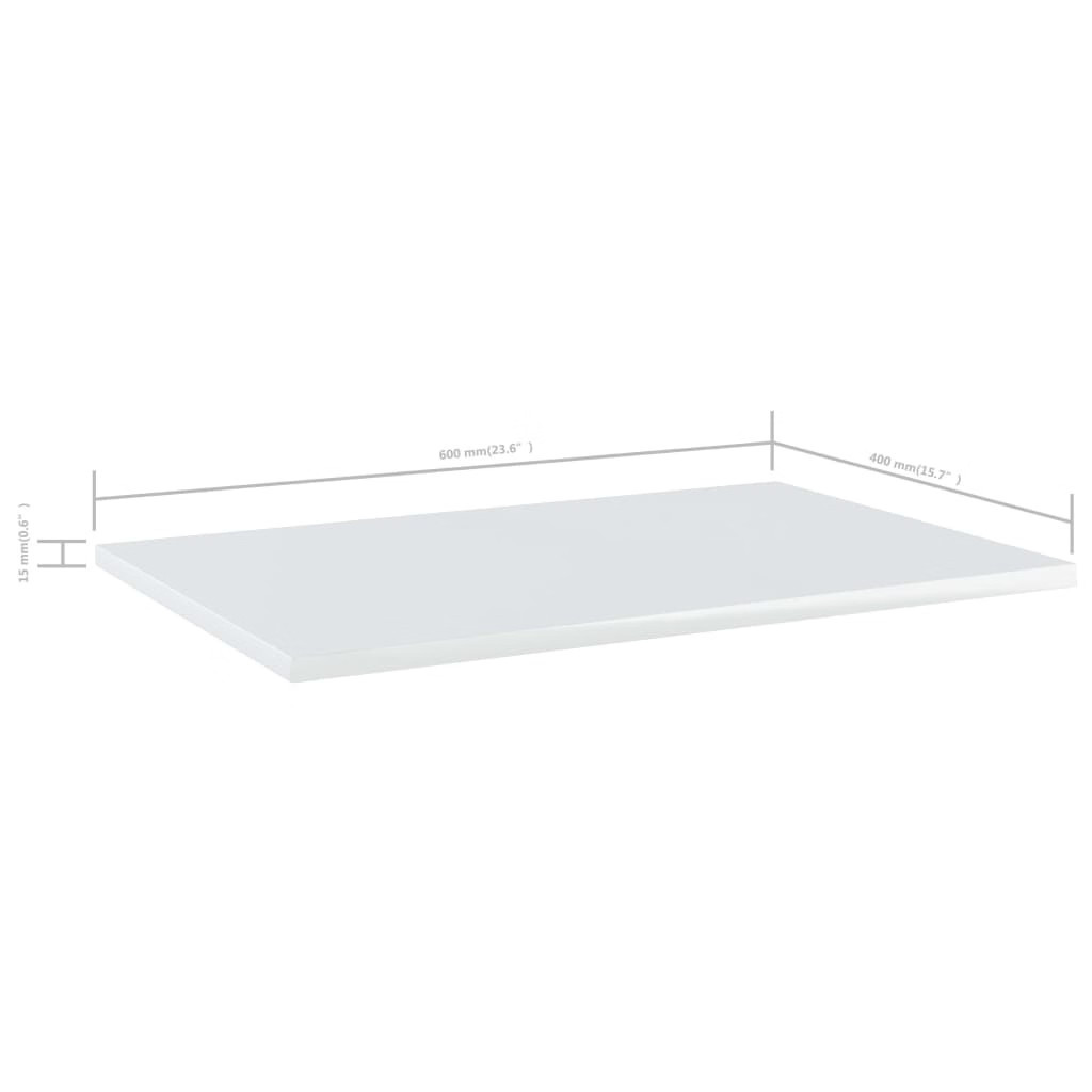 Bookshelf Boards 8 pcs High Gloss White 23.6″x15.7″x0.6″ Engineered Wood