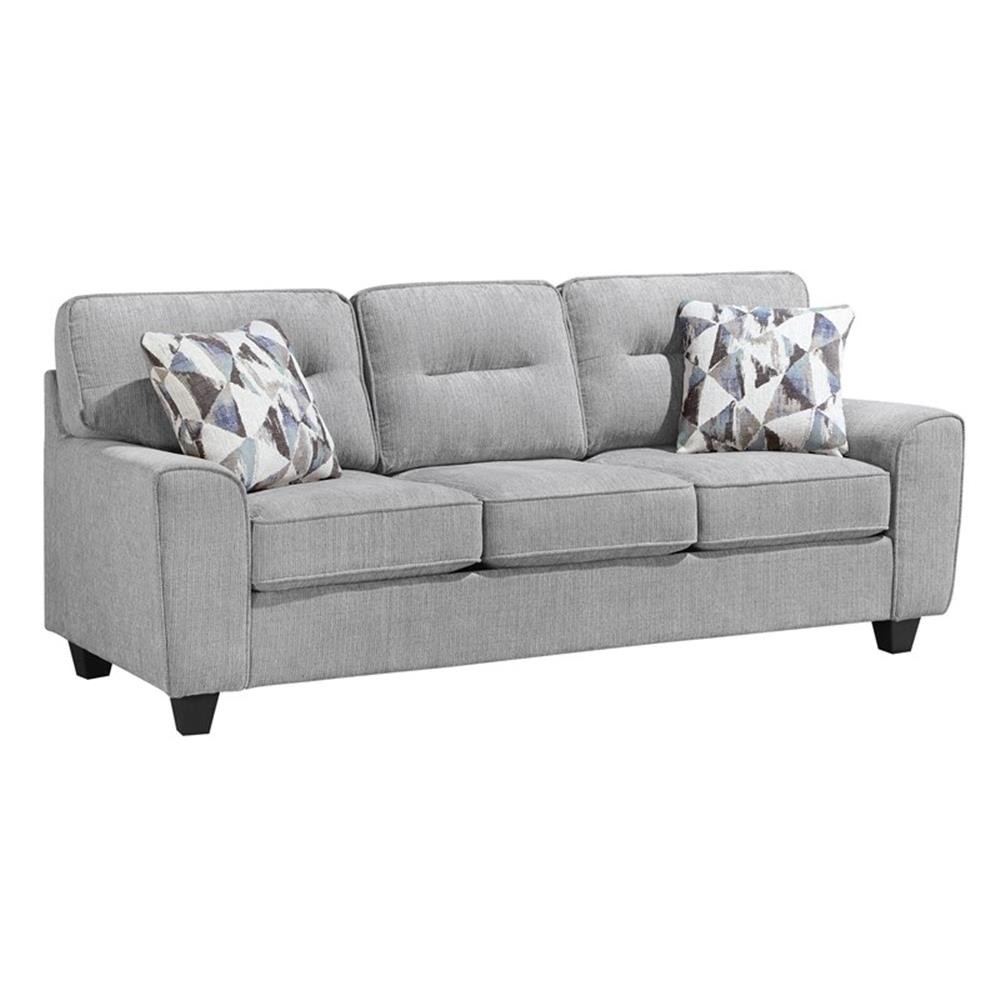 Pemberly Row Chenille Sofa with Pocket Coil Support and 2 Pillows in Gray