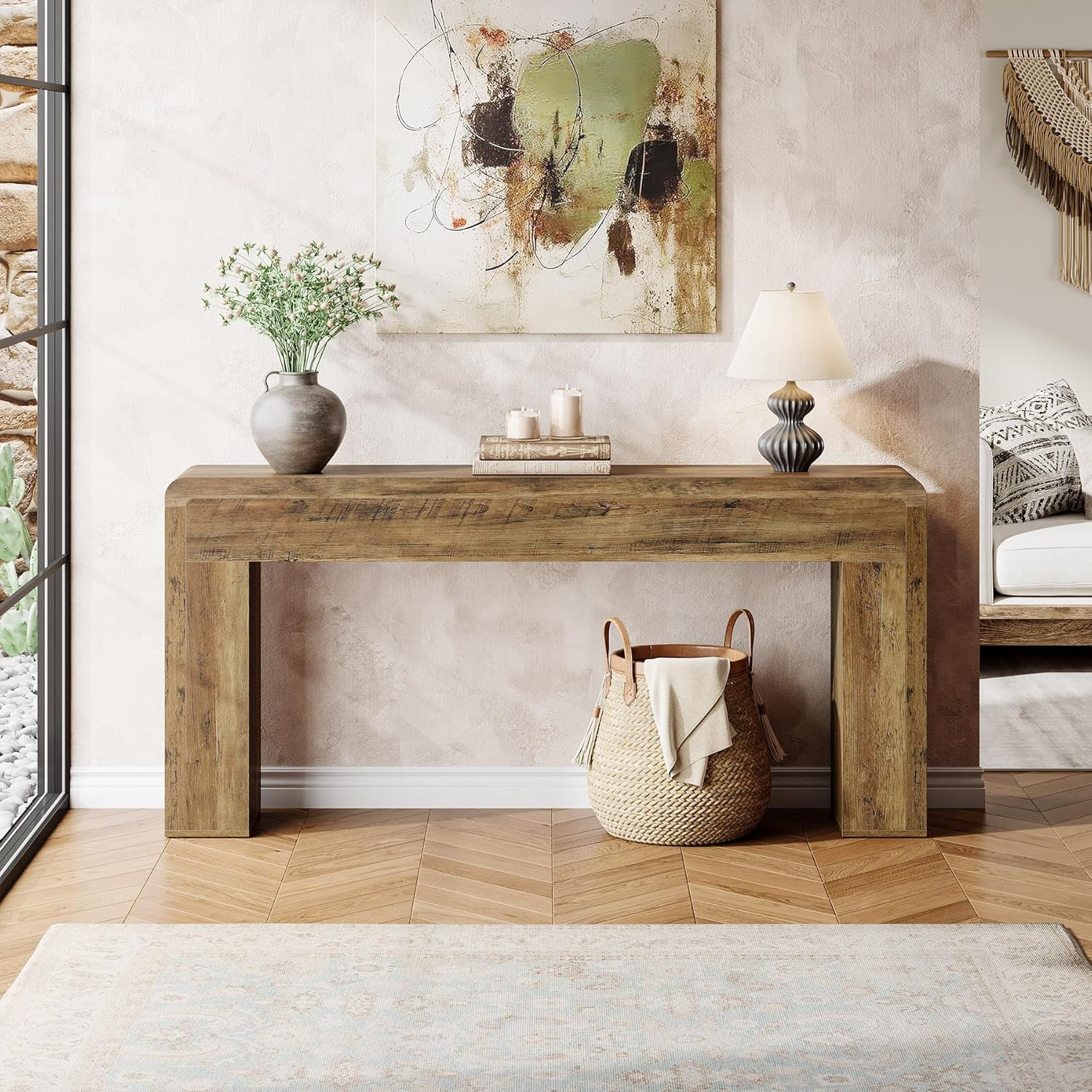 Rustic 70.9″ Console Table – Farmhouse Sofa Table for Living Room & Entryway